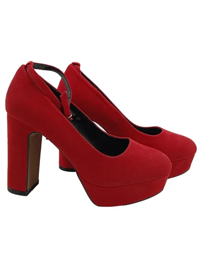 Alesya Damen Plateau Pumps Rot Riemchen Absatzschuhe Gr. 37 Elegant