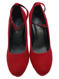 Alesya Damen Plateau Pumps Rot Riemchen Absatzschuhe Gr. 37 Elegant 2
