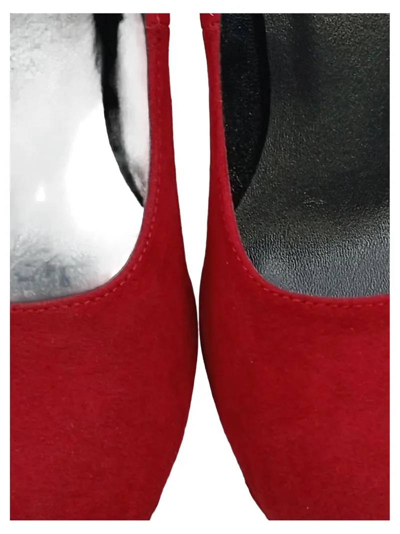 Alesya Damen Plateau Pumps Rot Riemchen Absatzschuhe Gr. 37 Elegant 4