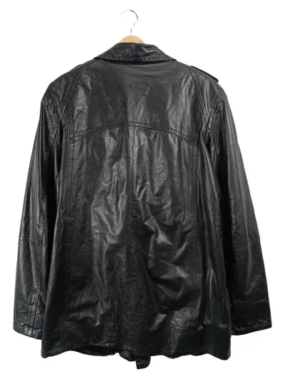 PATAGO Herren Ledermantel Lederjacke Trenchcoat Schwarz Gr. 54 XXL