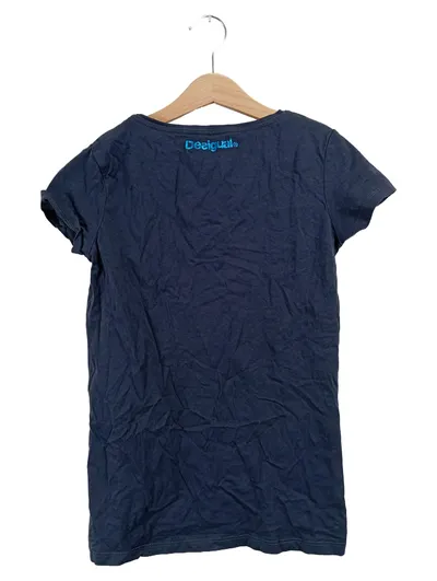 Desigual Kinder T-Shirt Blau Gr. 146 Pailletten Herz Kurzarm Casual