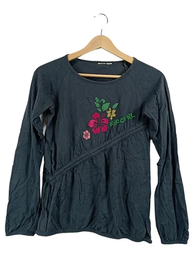 Rip Curl Damen Pullover Schwarz Gr. 38 M Langarm Blumen Stickerei Casual