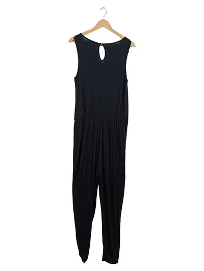 Esprit Damen Jumpsuit Schwarz Gr. 40 L Häkel-Detail Spitze Feminin