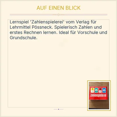 Zahlenspielerei Verlag für Lehrmittel Pössneck Lernspiel Rechnen Mathematik