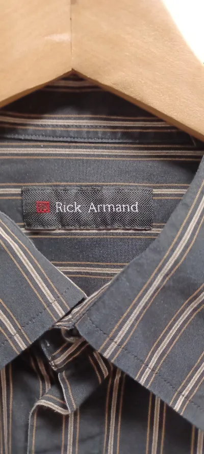 Rick Armand Business Hemd Herren Gr. 52 XL Schwarz Gestreift Baumwolle