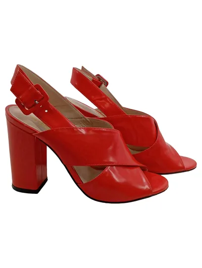 Essentiel Antwerp Sandaletten Damen Rot Leder Gr. 36 Elegant