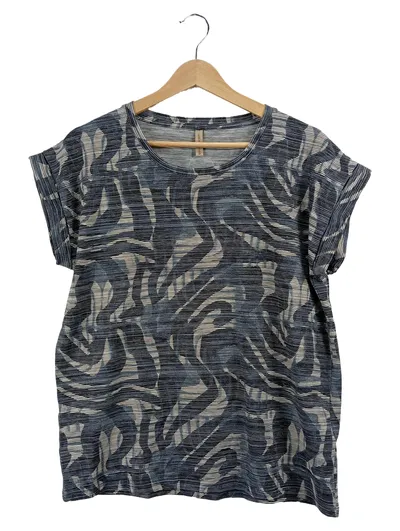 Soyaconcept Damen T-Shirt Gr. 36 S Blau Animal-Print Kurzarm Casual