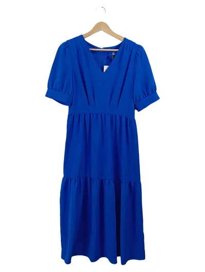DKNY Damen Freizeitkleid Blau Gr. 36 S Kurzarm V-Ausschnitt