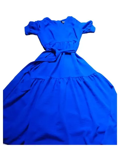 DKNY Damen Freizeitkleid Blau Gr. 36 S Kurzarm V-Ausschnitt
