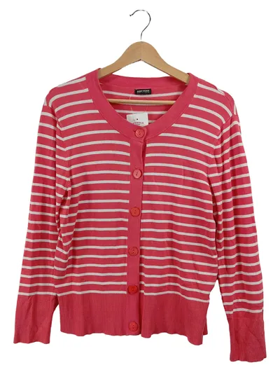Gerry Weber Edition Strickjacke Damen Gr. 40 L Pink Gestreift Viskose Casual