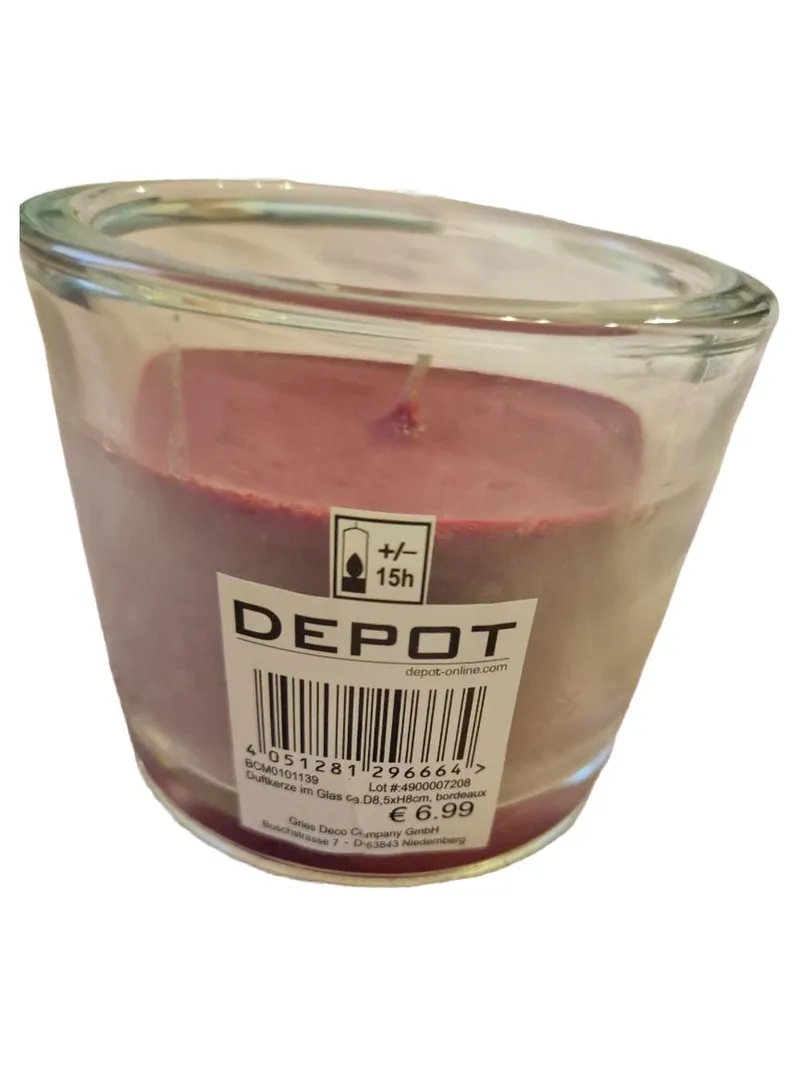 DEPOT Duftkerze im Glas Rot 8x9, 2cm Modern 1