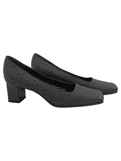 Sonia Rykiel Damen Pumps Schwarz Gr. 38 Elegant Logo-Print Blockabsatz