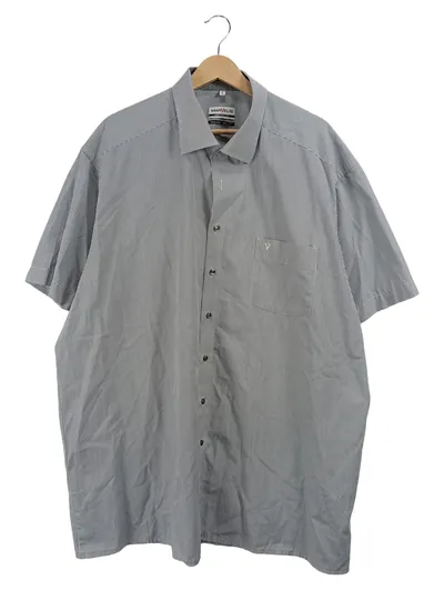 MARVELIS Business Hemd Herren Kurzarm Grau Gestreift Gr. 48 Comfort Fit