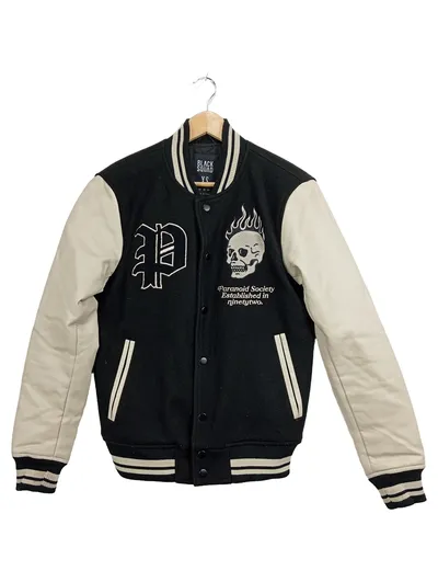 Black Squad Bomberjacke College Jacke Paranoid Society Herren Schwarz Gr. 44 XS