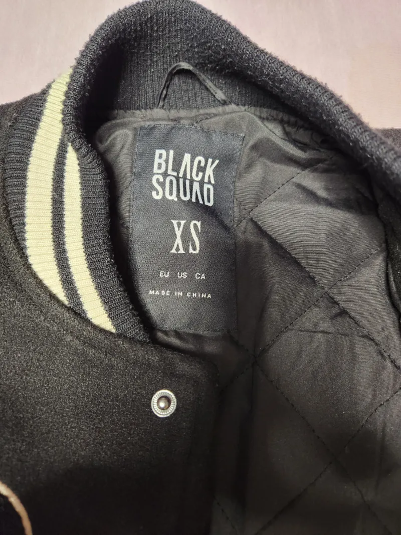 Black Squad Bomberjacke College Jacke Paranoid Society Herren Schwarz Gr. 44 XS 3