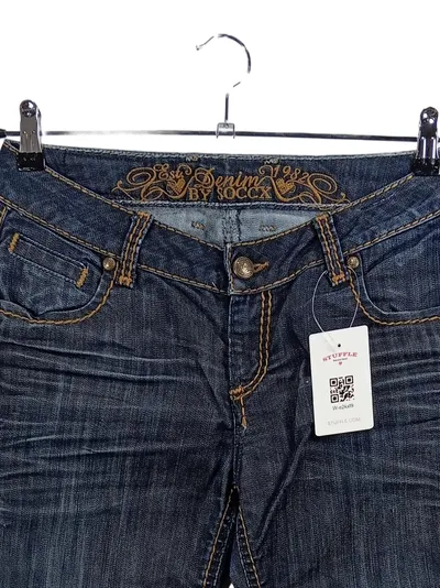 SOCCX Damen Jeans Slim Fit Blau Gr. 40 W31 L30 Stickerei