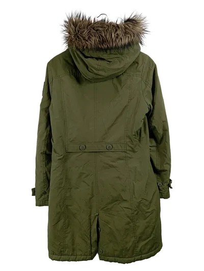 Bomboogie Damen Parka Winterjacke Oliv Gr. 38 Kapuze Fellbesatz