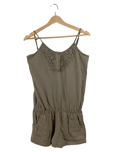 Denim Co. Jumpsuit Oliv Gr. 38 M Casual Spitze Knopfleiste Baumwolle