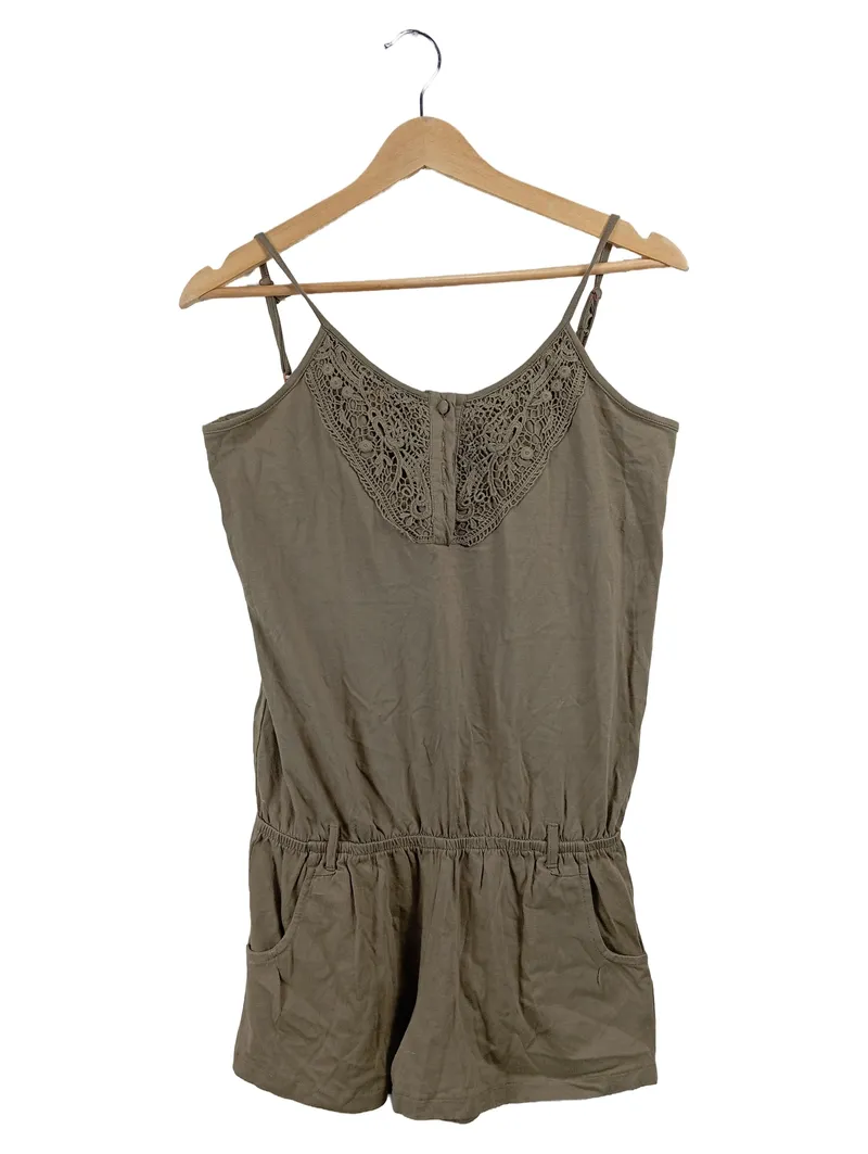 Denim Co. Jumpsuit Oliv Gr. 38 M Casual Spitze Knopfleiste Baumwolle 1