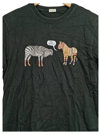 Paul Smith Herren T-Shirt Schwarz Gr. XL Zebra Print 100% Baumwolle
