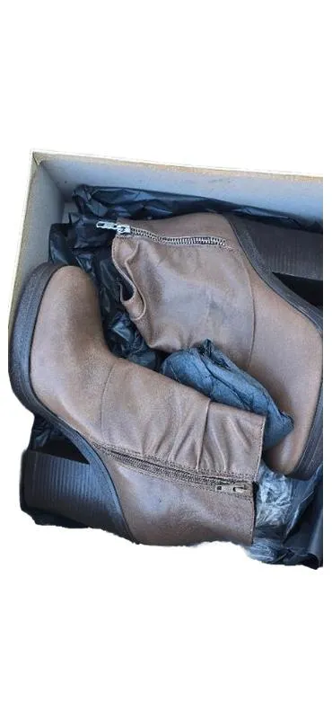 Alesya Damen Stiefeletten Braun Leder Blockabsatz Reißverschluss Gr. 39 3