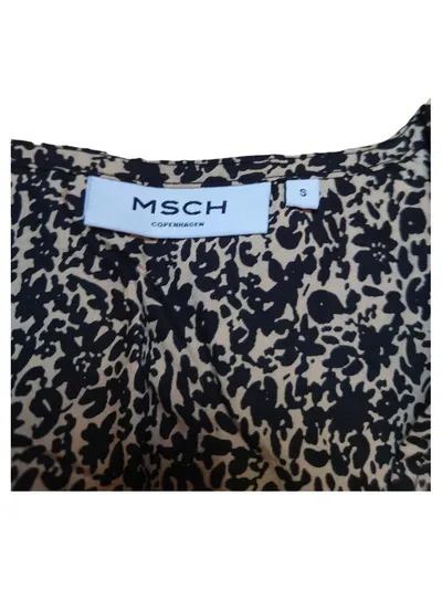 MSCH Copenhagen Blusenkleid Beige Blumenmuster Gr. 36 S Casual Freizeitkleid