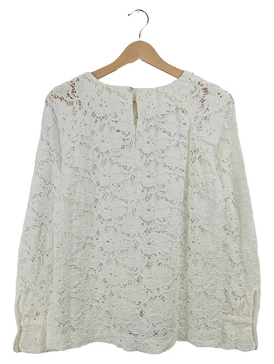 Lilienfels Damen Pullover Spitzenpullover Langarm Weiß Gr. 40 L Romantisch