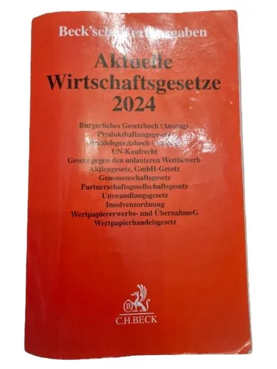 Aktuelle Wirtschaftsgesetze 2024 C.H.Beck Fachbuch Wirtschaft BGB HGB GmbHG