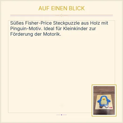 Fisher-Price Holz Steckpuzzle Pinguin Kleinkinder Motorikspielzeug