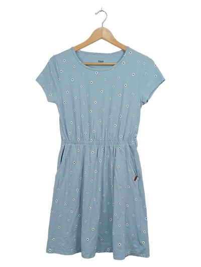 YIGGA Mädchen Sommerkleid Gr. 158/164 Blau Blumenmuster Baumwolle