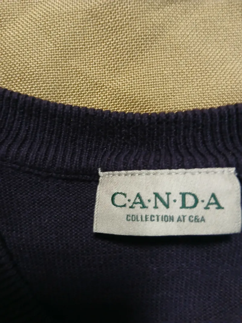Canda Damen Pullunder V-Ausschnitt Gr. 40 L Lila 100% Baumwolle Klassisch 3