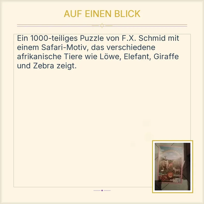 F.X. Schmid Puzzle Safari Tiere Afrika Löwe Elefant 1000 Teile 2