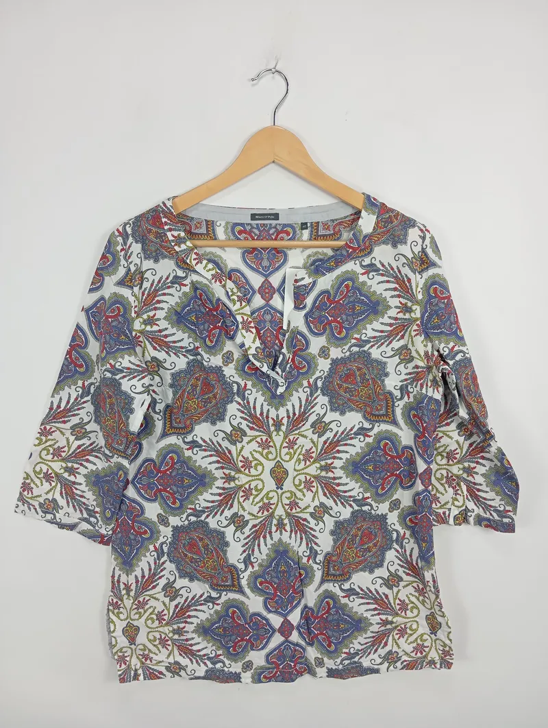 Marc O'Polo Damen Bluse Gr. 40 Paisley Muster Baumwolle Mehrfarbig 2
