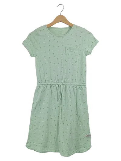 Yigga Mädchen Freizeitkleid Kleid Grün Palmen Meliert Gr. 146