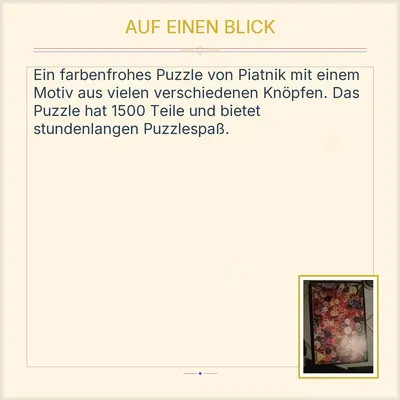 Piatnik Puzzle Buttons Knöpfe buntes Motiv Legespiel