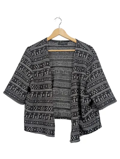 Zara Damen Strickjacke Kimono Ethno 3/4 Arm Schwarz Gr. XL