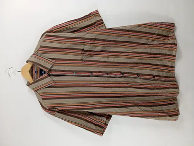 Engbers Herren Freizeithemd Kurzarm gestreift Braun Gr. 52 XL Baumwolle