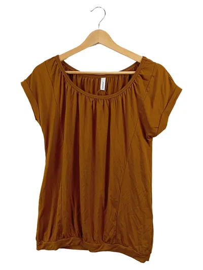 Soyaconcept Damen T-Shirt Braun Gr. S Casual Kurzarm Lyocell