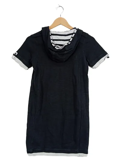 KangaROOS Damen Hoodie Kleid Freizeitkleid Schwarz Gr. 32 XXS Kapuze Baumwolle