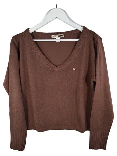 Flashlights Damen Pullover V-Ausschnitt Gr. 40/L Braun Strick Casual