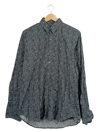 Canali Herren Business Hemd Grau Florales Muster Langarm Gr. 50 L