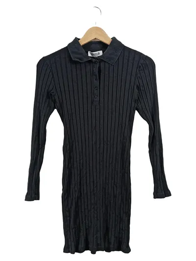 EDITED Damen Strickkleid Schwarz Gr. 38 Rippstrick Knopfleiste
