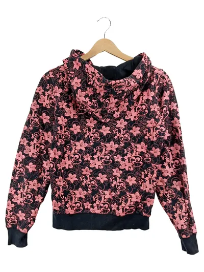 Ann Christine Sweatjacke Damen Gr. 36 S Schwarz Blumenmuster Kapuze Casual