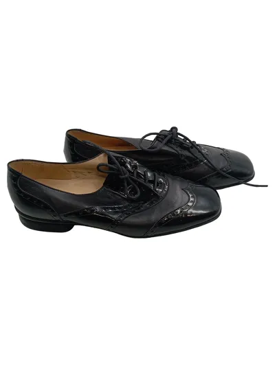 Brunate Damen Schnürschuhe Brogues Schwarz Leder Gr. 38 Klassisch