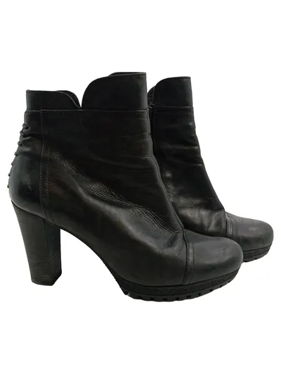 Högl Damen Stiefelette Leder Schwarz Gr. 40 Elegant Blockabsatz