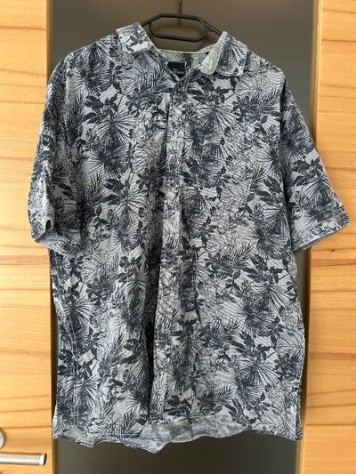 Engbers Freizeithemd Herren Gr. 52 XL Blau Blumenmuster Kurzarm Casual