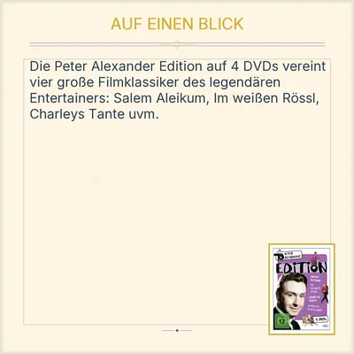 Peter Alexander Edition 4 DVDs Komödie Film Klassiker Box
