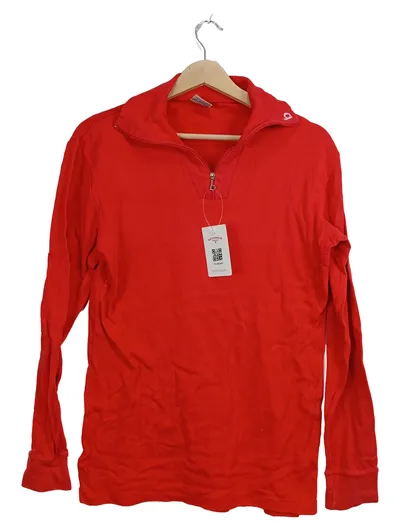 BENGER Damen Pullover Rot Gr. 38 M Baumwolle Reißverschluss Casual