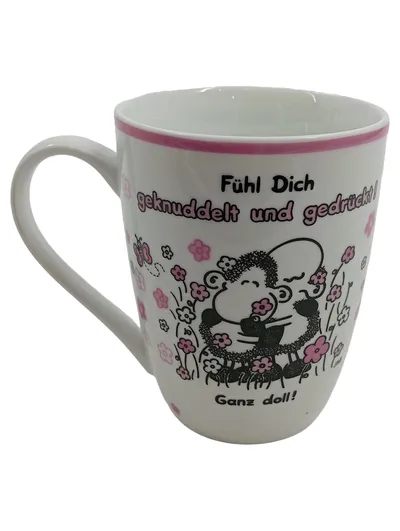 Sheepworld Tasse Fühl Dich geknuddelt und gedrückt Schaf Keramik Weiß