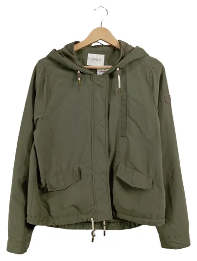 ONLY Damen Windjacke Parka Übergangsjacke Kapuze Grün Gr. 38 M